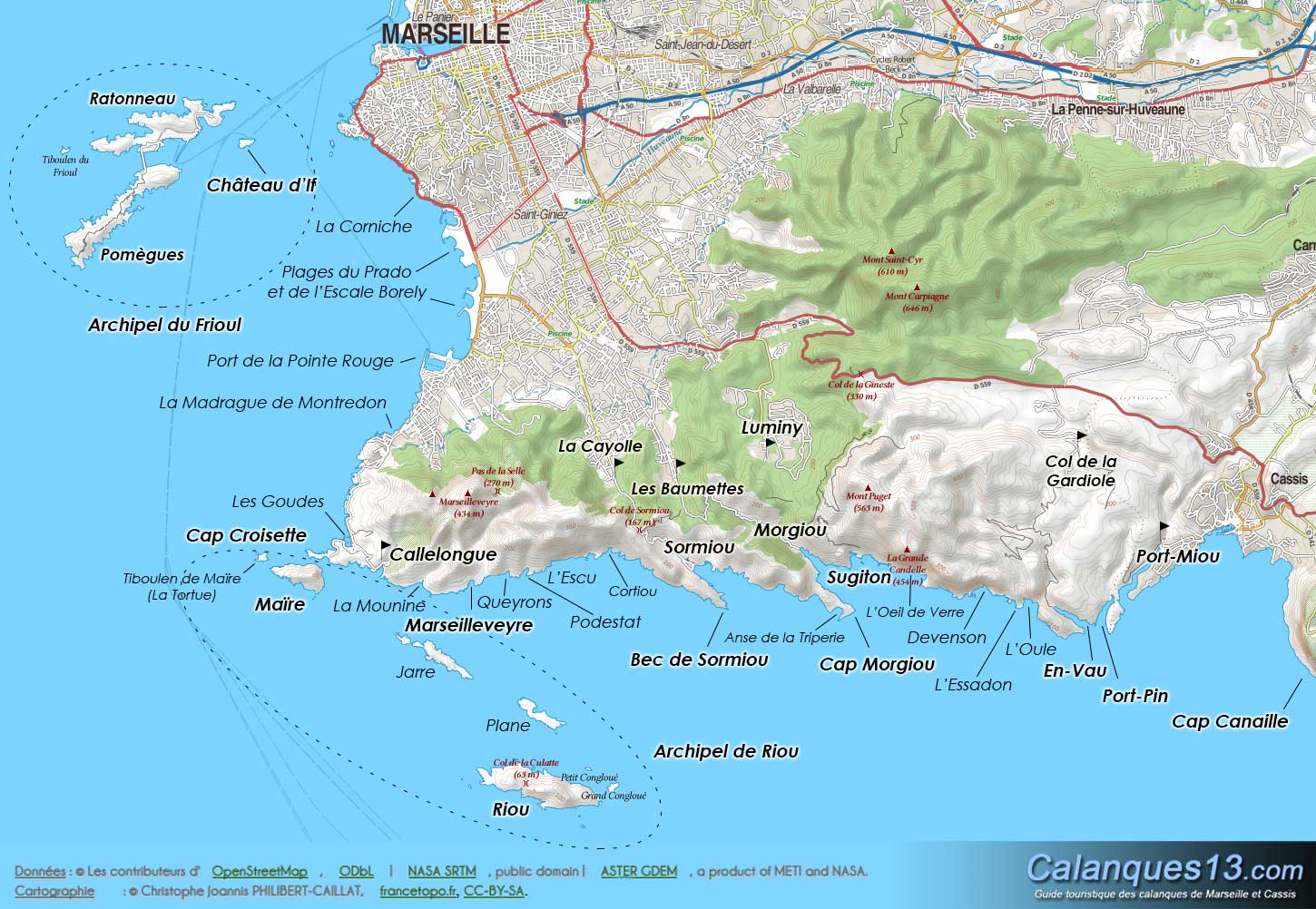 Carte des calanques