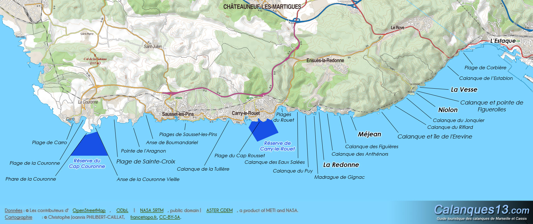 Map of the Blue coast