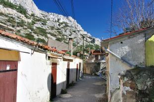 Road with small cabins