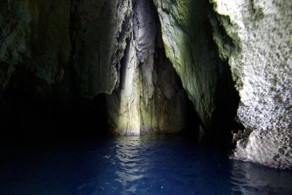 Grotte of l'Oule accessible by kayak in calm seas