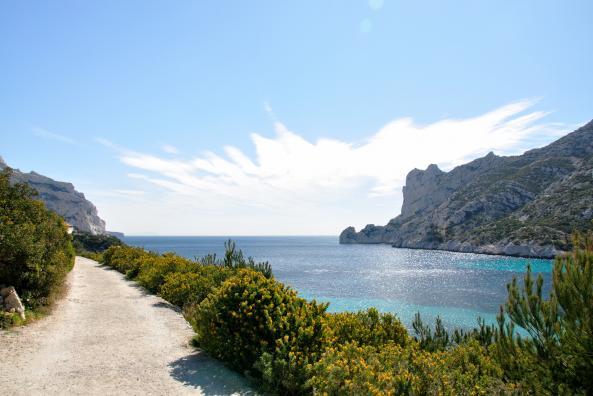 Route entre le port et la plage de sormiou