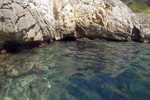 Entrance of the Blue Cave at the surface